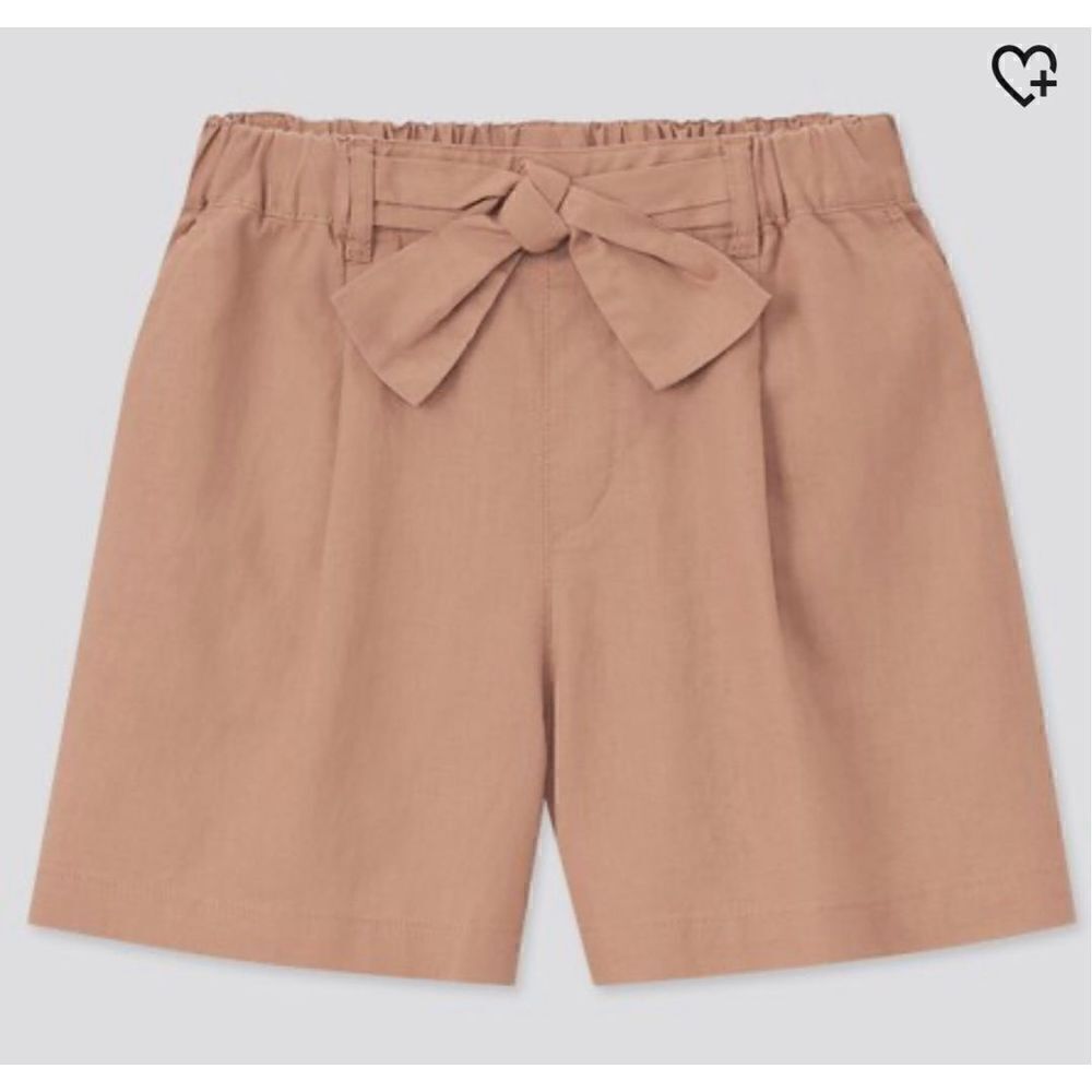 EUC Uniqlo Cotton Linen Relaxed Shorts with Bow Waist Rust Brown - Size 11/12